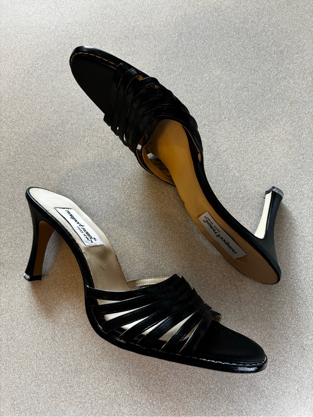 Newport News Black Strappy Kitten Heel Mules - Picture 4 of 9